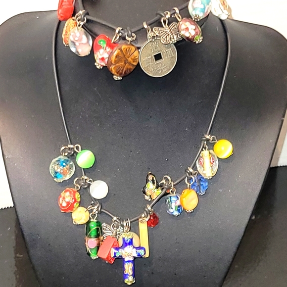 None Jewelry - handmade multi charm choker necklace & bracelet
